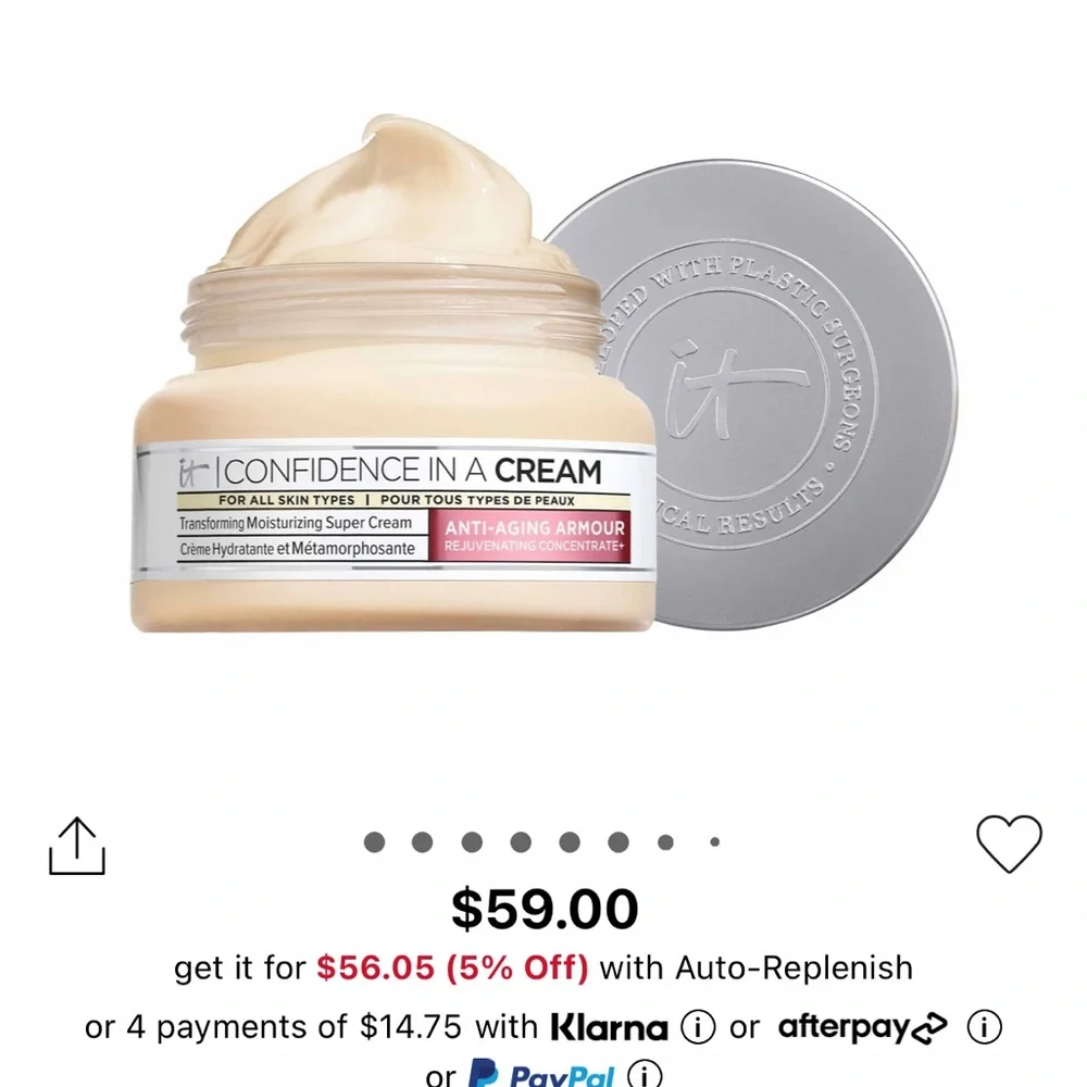 IT COSMETICS
Confidence in a Cream Anti-Aging Hydrating
Moisturizer 2fl oz NEW - Picture 3 of 3